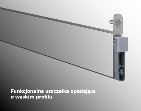 Funkcjonalna uszczelka opadająca o wąskim profilu