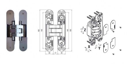 Zawias wpuszczany do drzwi ze stali nierdzewnej - KINOX K7316