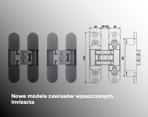 Nowe modele zawiasów wpuszczanych Invisacta