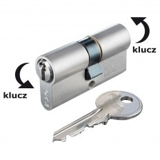 WKŁADKA BĘBENKOWA F5 DWUSTRONNA ZE SPRZĘGŁEM BEZPIECZNYM 30x30, 3 KLUCZE, NIKLOWANA MATOWA