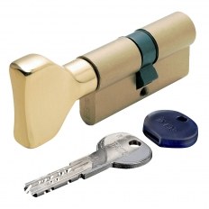 WKŁADKA BĘBENKOWA R7 EXTRA DWUSTRONNA Z GAŁKĄ 30x30, 5 KLUCZY, MOSIĄDZ MATOWY