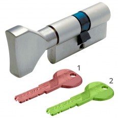 WKŁADKA BĘBENKOWA R7 EXTRA DWUSTRONNA Z REKOMBINACJĄ Z GAŁKĄ 30x40, BEZ KLUCZY, NIKLOWANA MATOWA