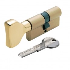 WKŁADKA BĘBENKOWA R6 EXTRA DWUSTRONNA Z GAŁKĄ 30x30, 5 KLUCZY, MOSIĄDZ MATOWY