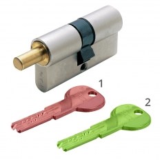 WKŁADKA BĘBENKOWA R6 EXTRA DWUSTRONNA Z REKOMBINACJĄ DO GAŁKI 30x40, BEZ KLUCZY, NIKLOWANA MATOWA