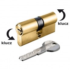 WKŁADKA BĘBENKOWA R6 EXTRA DWUSTRONNA ZE SPRZĘGŁEM BEZPIECZNYM 30x30, 5 KLUCZY, MOSIĄDZ MATOWY