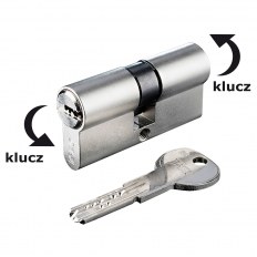 WKŁADKA BĘBENKOWA R6 EXTRA DWUSTRONNA ZE SPRZĘGŁEM BEZPIECZNYM 30x30, 5 KLUCZY, NIKLOWANA MATOWA