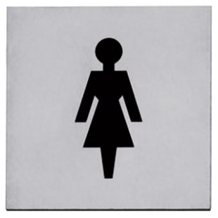 PIKTOGRAM KWADRATOWY "TOALETA DAMSKA" 76mm STAL NIERDZEWNA