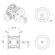 ZAMEK HOOKY ZERO OKRĄGŁY NA KLUCZ CHROMOWANY MATOWY [GRUBOŚĆ DRZWI 38-48 mm]