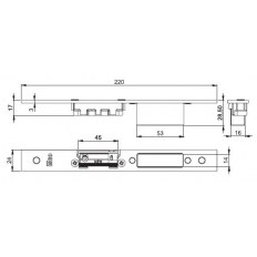 BLACHA ZACZEPOWA DO IS-7A32/7A36/7A37 220x24x3mm, LEWA, STAL NIERDZEWNA