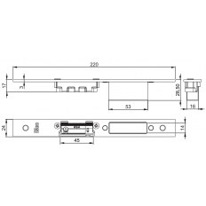 BLACHA ZACZEPOWA DO IS-7A32/7A36/7A37 220x24x3mm, PRAWA, STAL NIERDZEWNA