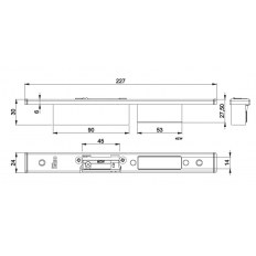 BLACHA ZACZEPOWA DO IS-7A32 227x24x6mm, PRAWA, STAL NIERDZEWNA