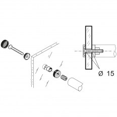ZESTAW MOCUJĄCY DO SZKŁA, PVD średnica 35mm ZESTAW MOCUJĄCY DO SZKŁA, PVD średnica 35mm