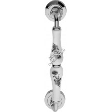 UCHWYT DRZWIOWY DALIA PORCELLANA BIANCA FIORE BLU 218mm FV [MONTAŻ JEDNOSTRONNY]