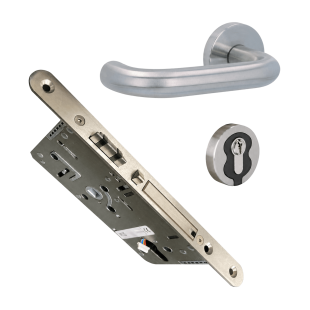 ZAMEK ULOCK NOVUS BATTERY COMFORT WB 72/55, 235x20x3 mm, DIN-L ZEWNĘTRZNE, STAL NIERDZEWNA [Z KLAMKĄ PAULA GK 4 TOP SPEED, GD=39-47mm, STAL NIERDZEWNA]