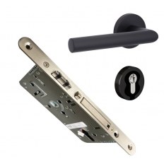 ZAMEK ULOCK NOVUS BATTERY COMFORT WB 72/55, 235x20x3 mm, DIN-L ZEWNĘTRZNA, STAL NIERDZEWNA [Z KLAMKĄ RONNY GK 4 TOP SPEED, GD=39-47mm, LAKIEROWANA NA CZARNO]