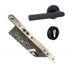 ZAMEK ULOCK NOVUS BATTERY COMFORT WB 72/65, 235x20x3 mm, DIN-L ZEWNĘTRZNY, STAL NIERDZEWNA [Z KLAMKĄ RONNY GK 4 TOP SPEED, GD=39-47mm, LAKIEROWANY NA CZARNO]