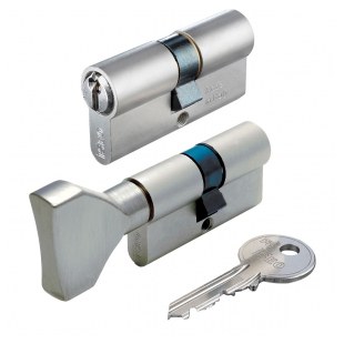 WKŁADKI BĘBENKOWE F5 DWUSTRONNE UJEDNOLICONE (KLASYCZNE I Z GAŁKĄ) 40x60, 5 KLUCZY, NIKIEL MATOWY