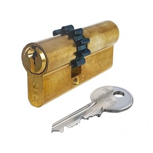 WKŁADKA BĘBENKOWA F5 DWUSTRONNA Z ZĘBATKĄ 30x45, 3 KLUCZE, MOSIĄDZ NATURALNY