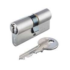 WKŁADKA BĘBENKOWA F5 DWUSTRONNA 35x65, 3 KLUCZE, NIKLOWANA MATOWA