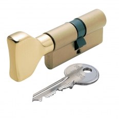 WKŁADKA BĘBENKOWA F5 DWUSTRONNA Z GAŁKĄ 50x40, 5 KLUCZY, MOSIĄDZ NATURALNY