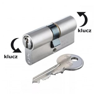 WKŁADKA BĘBENKOWA F5 DWUSTRONNA ZE SPRZĘGŁEM BEZPIECZNYM 50x50, 3 KLUCZE, NIKLOWANA MATOWA