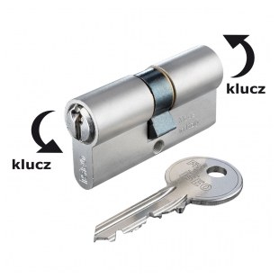 WKŁADKA BĘBENKOWA F5 DWUSTRONNA ZE SPRZĘGŁEM BEZPIECZNYM 55x55, 3 KLUCZE, NIKLOWANA MATOWA