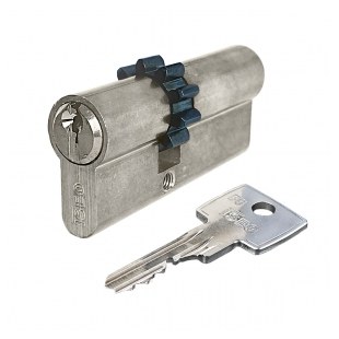 WKŁADKA BĘBENKOWA F6 EXTRA DWUSTRONNA Z ZĘBATKĄ 40x50, 3 KLUCZE, NIKLOWANA MATOWA