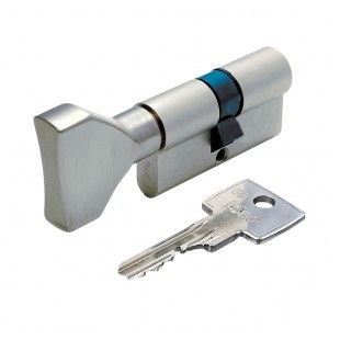 WKŁADKA BĘBENKOWA F6 EXTRA DWUSTRONNA Z GAŁKĄ 45x35, 3 KLUCZE, NIKLOWANA MATOWA