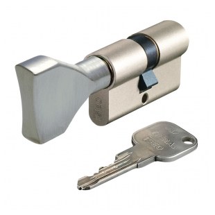 WKŁADKA BĘBENKOWA CSF F9 BASIC DWUSTRONNA Z GAŁKĄ 50x55, 3 KLUCZE, NIKLOWANA MATOWA