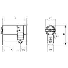 WKŁADKA BĘBENKOWA R700 JEDNOSTRONNA 30x10, 5 KLUCZY, NIKLOWANA MATOWA