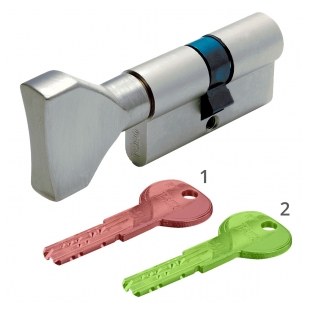 WKŁADKA BĘBENKOWA R7 EXTRA DWUSTRONNA SYSTEMOWA Z REKOMBINACJĄ I Z GAŁKĄ 40x30, NIKLOWANA MATOWA