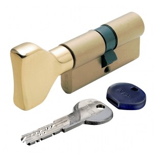 WKŁADKA BĘBENKOWA R7 EXTRA DWUSTRONNA Z GAŁKĄ 50x30, 5 KLUCZY, MOSIĄDZ MATOWY