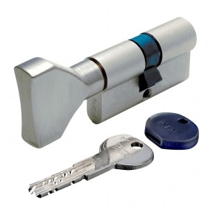 WKŁADKA BĘBENKOWA R7 EXTRA DWUSTRONNA Z GAŁKĄ 60x50, 5 KLUCZY, NIKLOWANA MATOWA