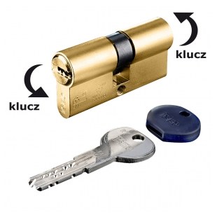 WKŁADKA BĘBENKOWA R7 EXTRA DWUSTRONNA ZE SPRZĘGŁEM BEZPIECZNYM 45x50, 5 KLUCZY, MOSIĄDZ MATOWY