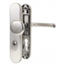 KLAMKO-GAŁKA LOGO 92WB Z ZABEZPIECZENIEM (ZA) SREBRNA (F1) [GD 85-95mm]