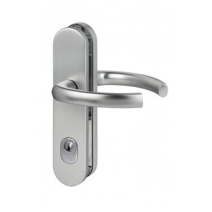 KLAMKA LOGO 92WB Z ZABEZPIECZENIEM (ZA) SREBRNA (F1)