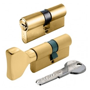 WKŁADKI BĘBENKOWE R6 EXTRA DWUSTRONNE UJEDNOLICONE (KLASYCZNA I Z GAŁKĄ) 45x55, 5 KLUCZY, MOSIĄDZ MATOWY