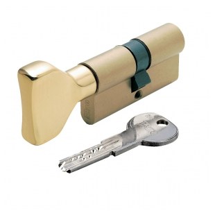 WKŁADKA BĘBENKOWA R6 EXTRA DWUSTRONNA Z GAŁKĄ 45x60, 5 KLUCZY, MOSIĄDZ MATOWY