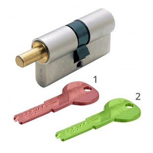 WKŁADKA BĘBENKOWA R6 EXTRA DWUSTRONNA SYSTEMOWA Z REKOMBINACJĄ I DO GAŁKI 30x40, BEZ KLUCZY, NIKLOWANA MATOWA