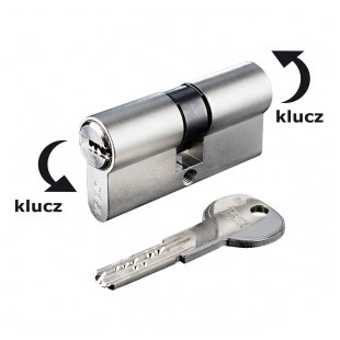 WKŁADKA BĘBENKOWA R6 EXTRA DWUSTRONNA ZE SPRZĘGŁEM BEZPIECZNYM 30x55, 5 KLUCZY, NIKLOWANA MATOWA