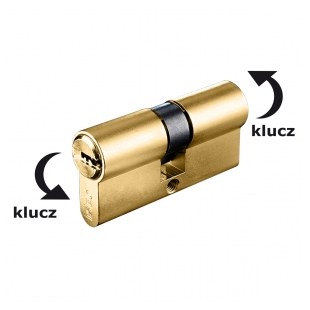 WKŁADKA BĘBENKOWA R6 EXTRA DWUSTRONNA SYSTEMOWA ZE SPRZĘGŁEM BEZPIECZNYM 40x40, MOSIĄDZ MATOWY