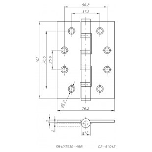 ZAWIAS SPLATANY 102x76mm CHROMOWANY