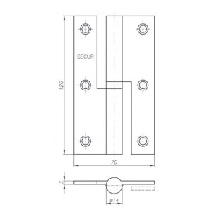 ZAWIAS ROZŁĄCZNY 120x70mm PRAWY CHROMOWANY