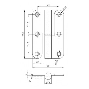 ZAWIAS ROZŁĄCZNY ZAOKRĄGLONY 100x65mm LEWY CHROMOWANY MATOWY