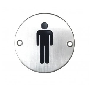PIKTOGRAM "TOALETA MĘSKA" śr.76mm STAL NIERDZEWNA