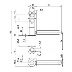 GÓRNA CZĘŚĆ ZAWIASU OT P50 150 M8x50mm GALWANIZOWANA NA ŻÓŁTO GÓRNA CZĘŚĆ ZAWIASU OT P50 150 M8x50mm GALWANIZOWANA NA ŻÓŁTO
