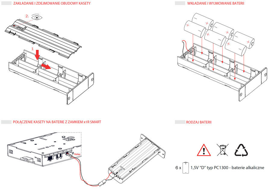 Kaseta na baterie zasilające zamek x1R Smart